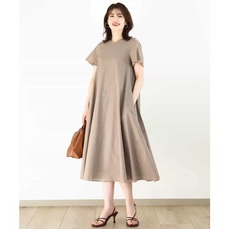 VネックAラインシルエットワンピース/洗える/WEB限定サイズあり | OFUON | 詳細画像21 