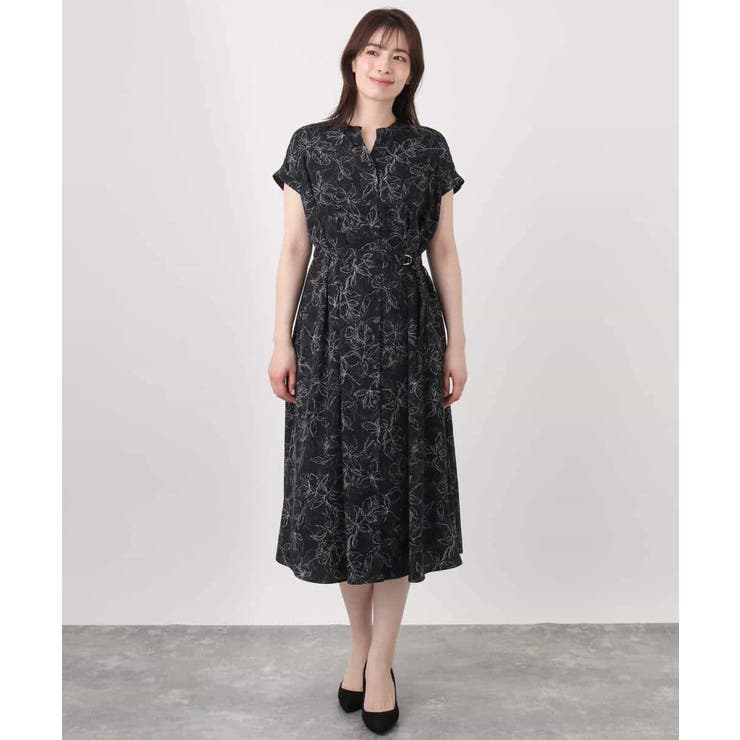 ラインフラワープリントワンピース/洗える/WEB限定サイズあり | OFUON | 詳細画像10 