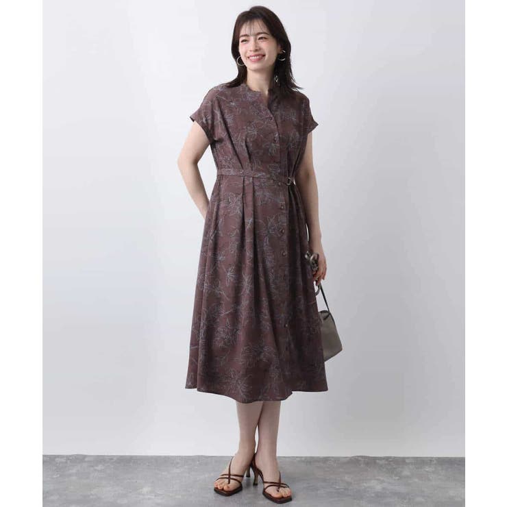 ラインフラワープリントワンピース/洗える/WEB限定サイズあり | OFUON | 詳細画像2 