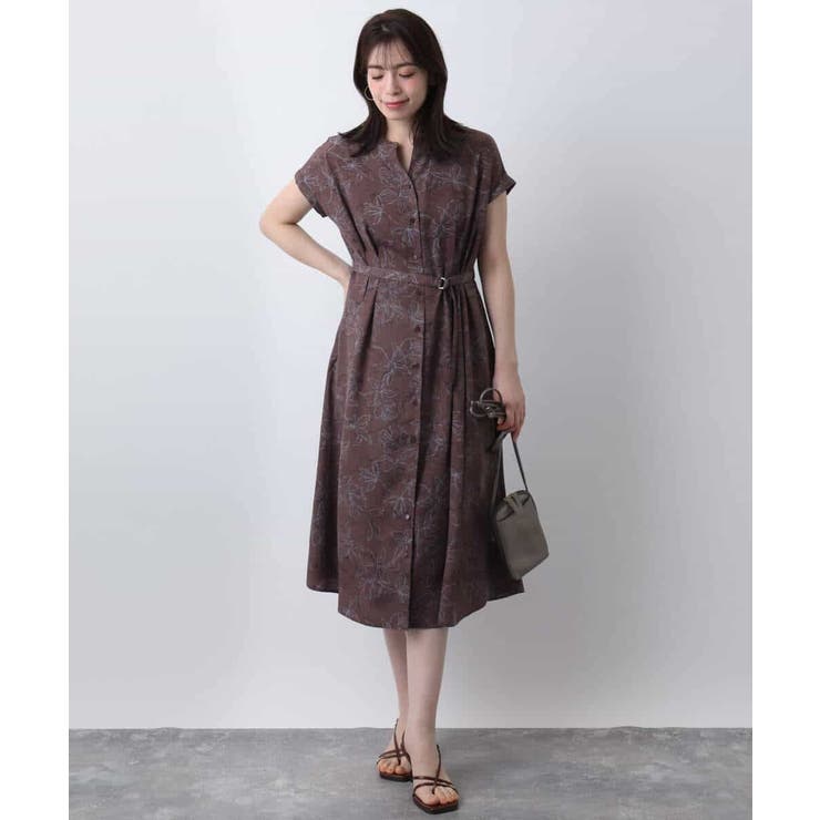 ラインフラワープリントワンピース/洗える/WEB限定サイズあり | OFUON | 詳細画像3 