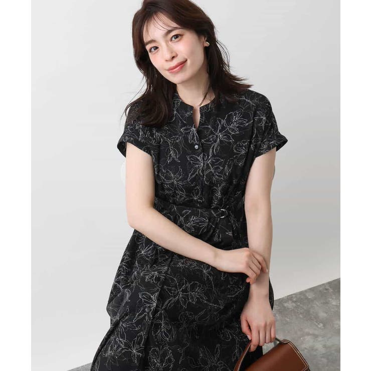 ラインフラワープリントワンピース/洗える/WEB限定サイズあり | OFUON | 詳細画像5 