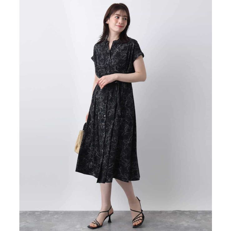 ラインフラワープリントワンピース/洗える/WEB限定サイズあり | OFUON | 詳細画像7 