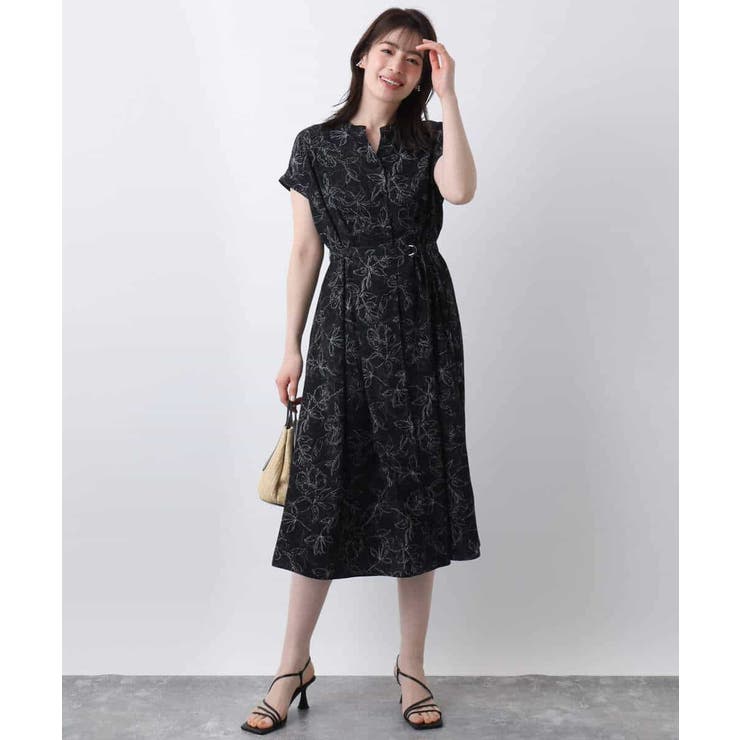 ラインフラワープリントワンピース/洗える/WEB限定サイズあり | OFUON | 詳細画像8 