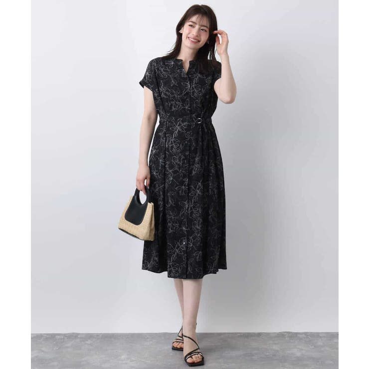 ラインフラワープリントワンピース/洗える/WEB限定サイズあり | OFUON | 詳細画像9 