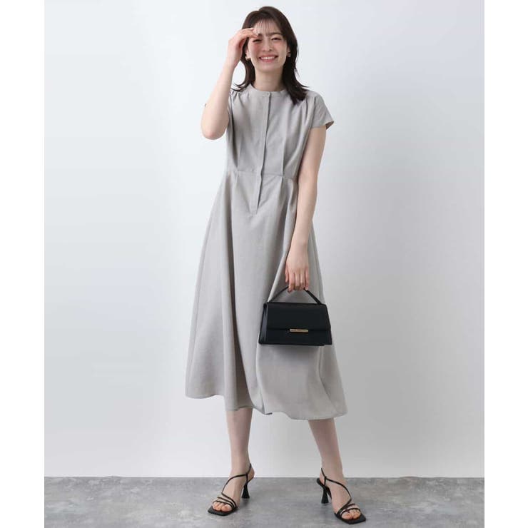 グレージュ | ウエストタックワンピース/洗える/WEB限定 | OFUON
