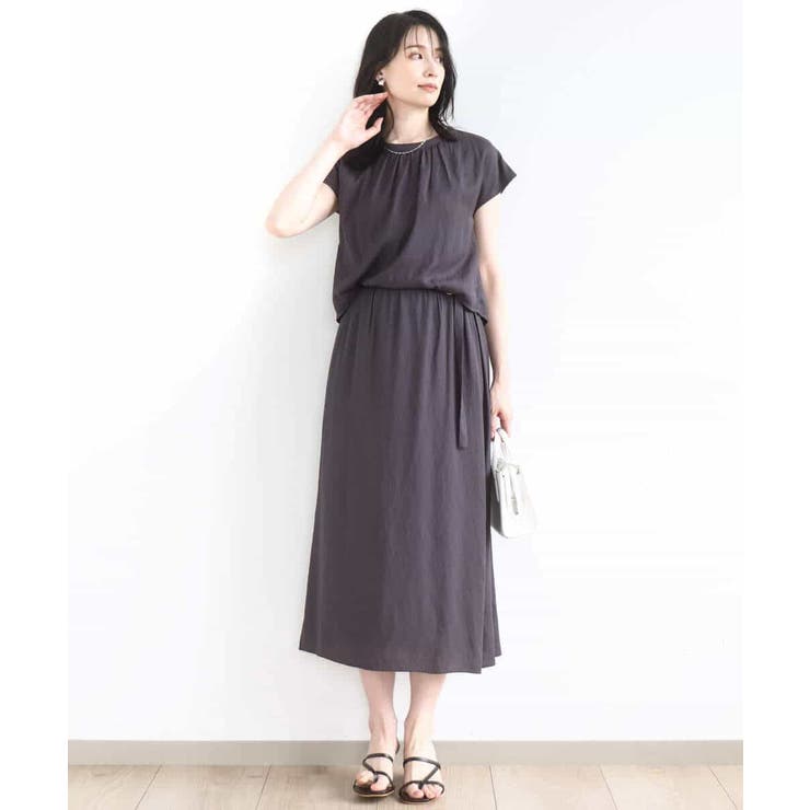 リネンライクウエスト切り替えワンピース/洗える/WEB限定 | OFUON | 詳細画像17 