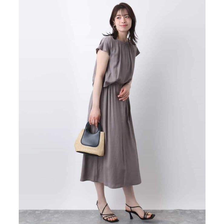 リネンライクウエスト切り替えワンピース/洗える/WEB限定 | OFUON | 詳細画像9 