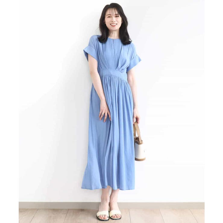 ウエスト切り替えキーネックワンピース/洗える/WEB限定 | OFUON | 詳細画像16 