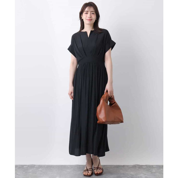 ウエスト切り替えキーネックワンピース/洗える/WEB限定 | OFUON | 詳細画像2 