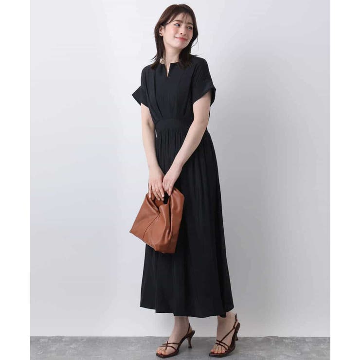 ウエスト切り替えキーネックワンピース/洗える/WEB限定 | OFUON | 詳細画像4 