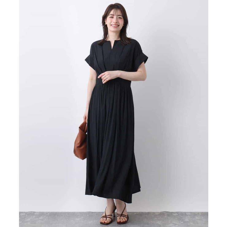 ウエスト切り替えキーネックワンピース/洗える/WEB限定 | OFUON | 詳細画像5 