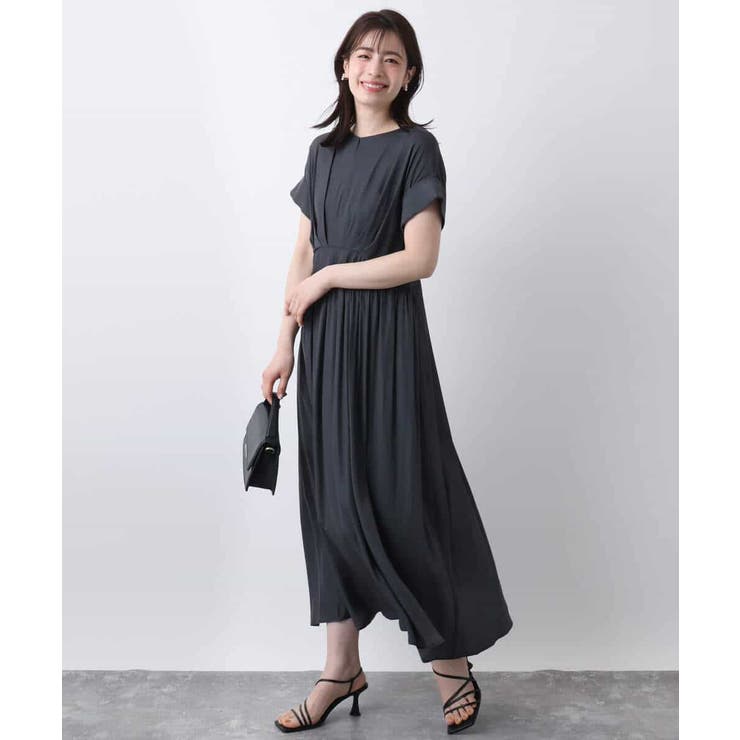 ウエスト切り替えキーネックワンピース/洗える/WEB限定 | OFUON | 詳細画像6 