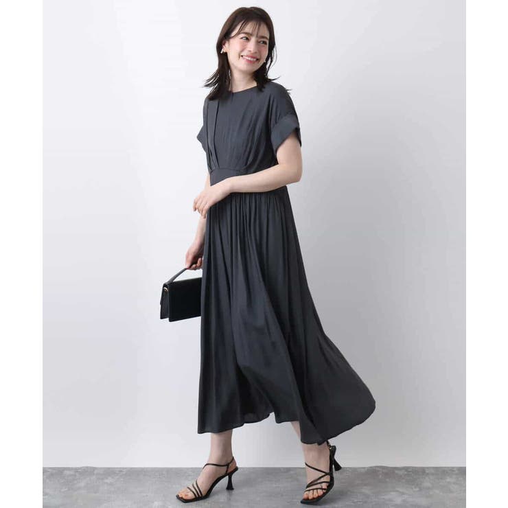 ウエスト切り替えキーネックワンピース/洗える/WEB限定 | OFUON | 詳細画像8 