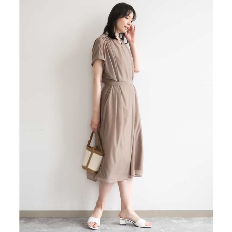 モカ | キーネックシアーワンピース/洗濯機で洗える/WEB限定サイズあり | OFUON