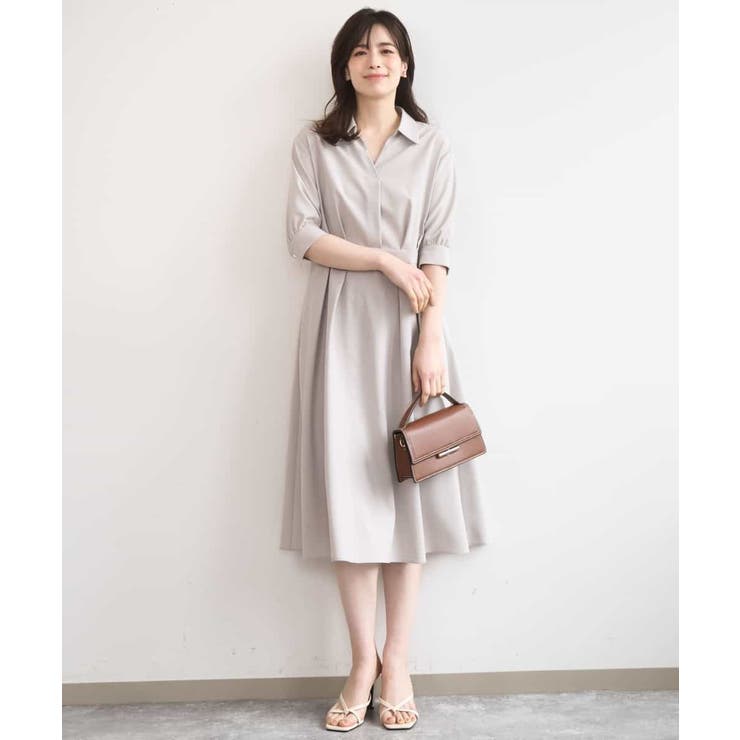 六分袖スキッパーワンピース/UVカット/洗濯機で洗える/WEB限定サイズあり | OFUON | 詳細画像11 