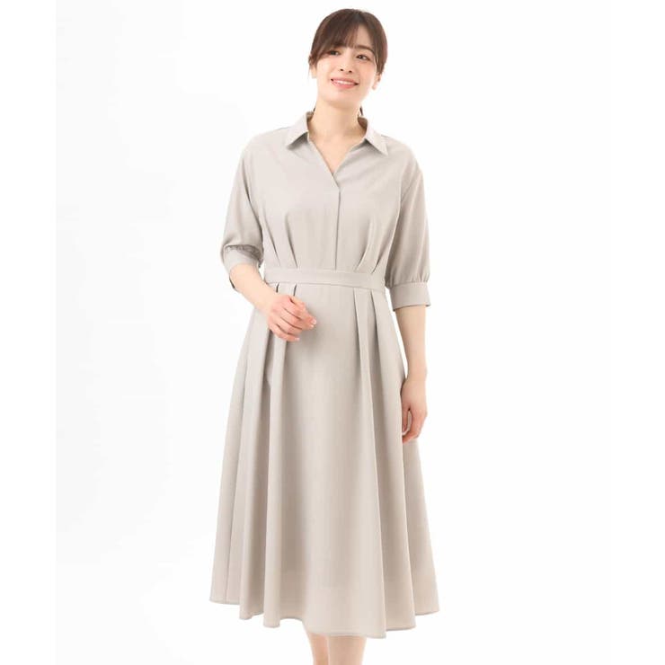 六分袖スキッパーワンピース/UVカット/洗濯機で洗える/WEB限定サイズあり | OFUON | 詳細画像16 
