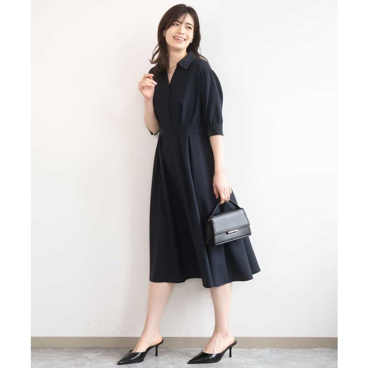 六分袖スキッパーワンピース/UVカット/洗濯機で洗える/WEB限定サイズあり | OFUON | 詳細画像2 