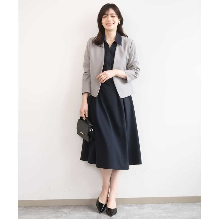 六分袖スキッパーワンピース/UVカット/洗濯機で洗える/WEB限定サイズあり | OFUON | 詳細画像5 
