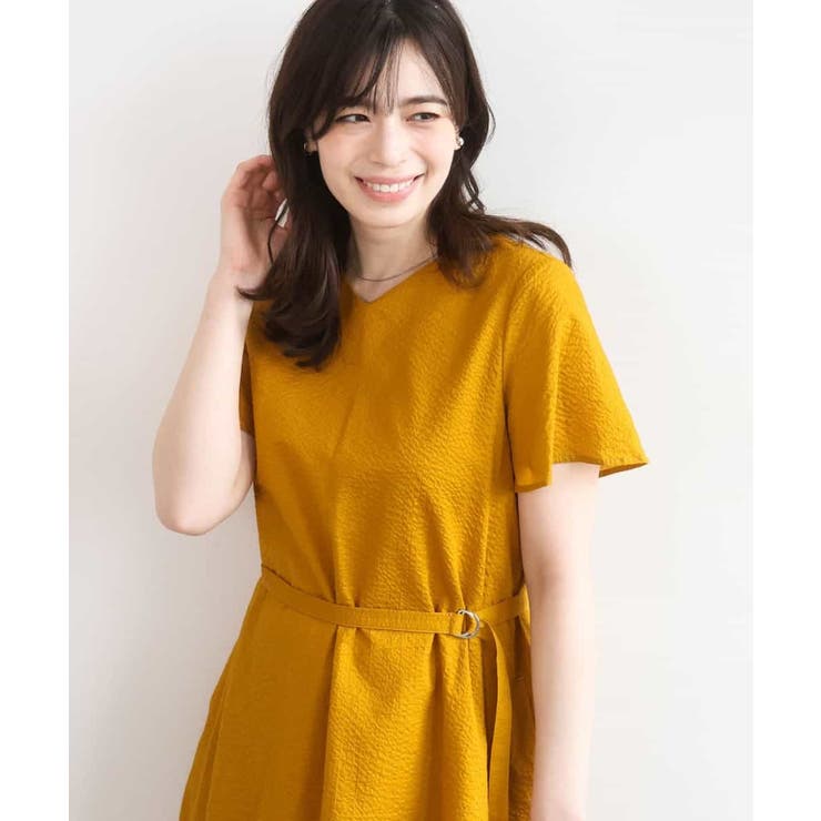 イエローオレンジ | VネックAラインシルエットワンピース/洗える/WEB限定カラーサイズあり | OFUON