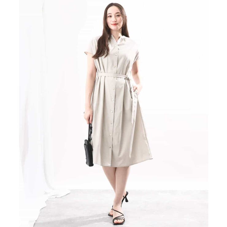リボンベルト付きシャツワンピース/2way仕様/洗える/WEB限定サイズ | OFUON | 詳細画像2 