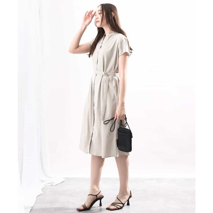リボンベルト付きシャツワンピース/2way仕様/洗える/WEB限定サイズ | OFUON | 詳細画像4 