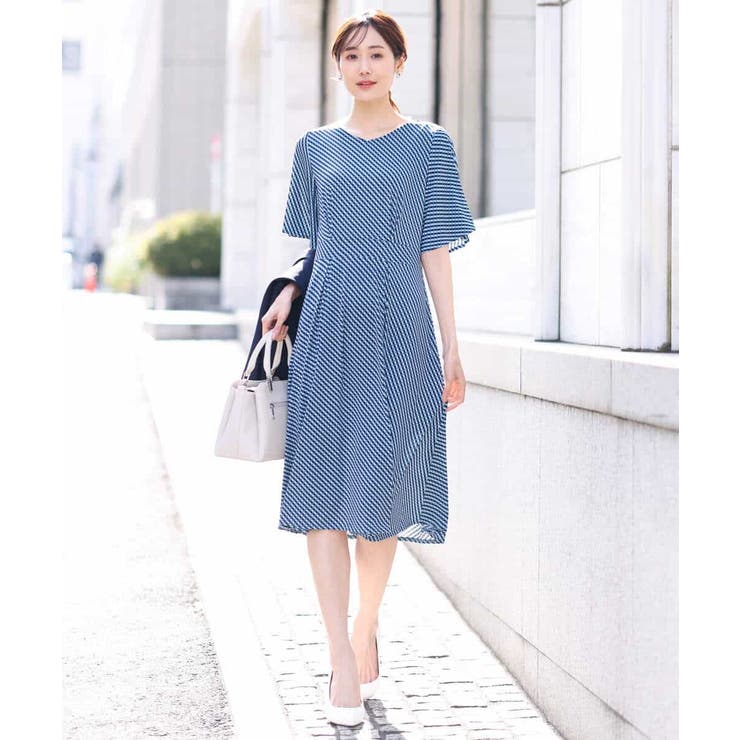 フレアースリーブ幾何柄ワンピース/洗える | OFUON | 詳細画像12 