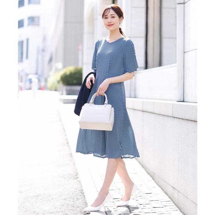 フレアースリーブ幾何柄ワンピース/洗える | OFUON | 詳細画像13 