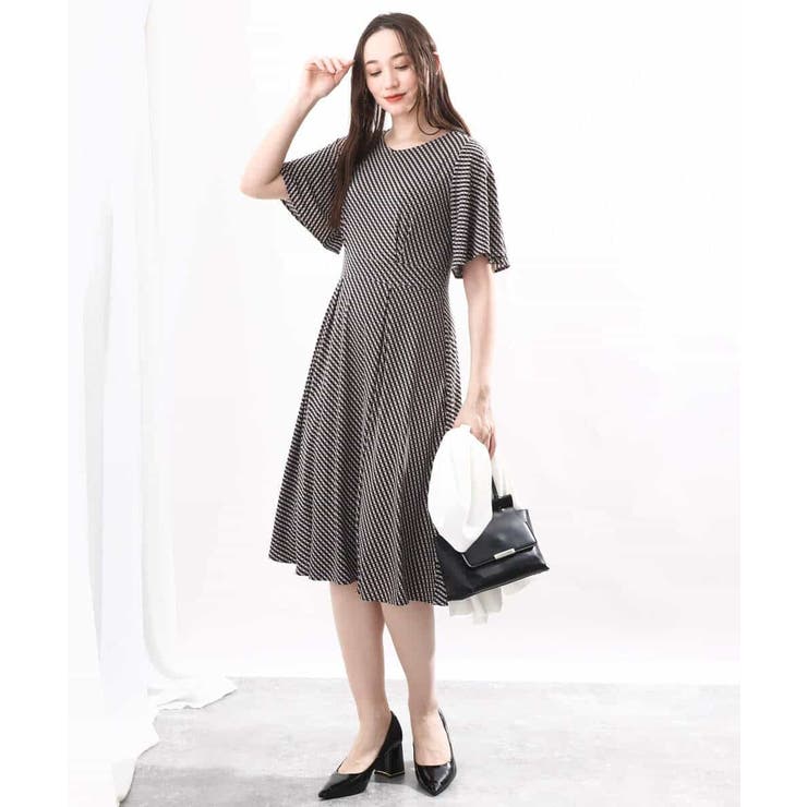 フレアースリーブ幾何柄ワンピース/洗える | OFUON | 詳細画像2 