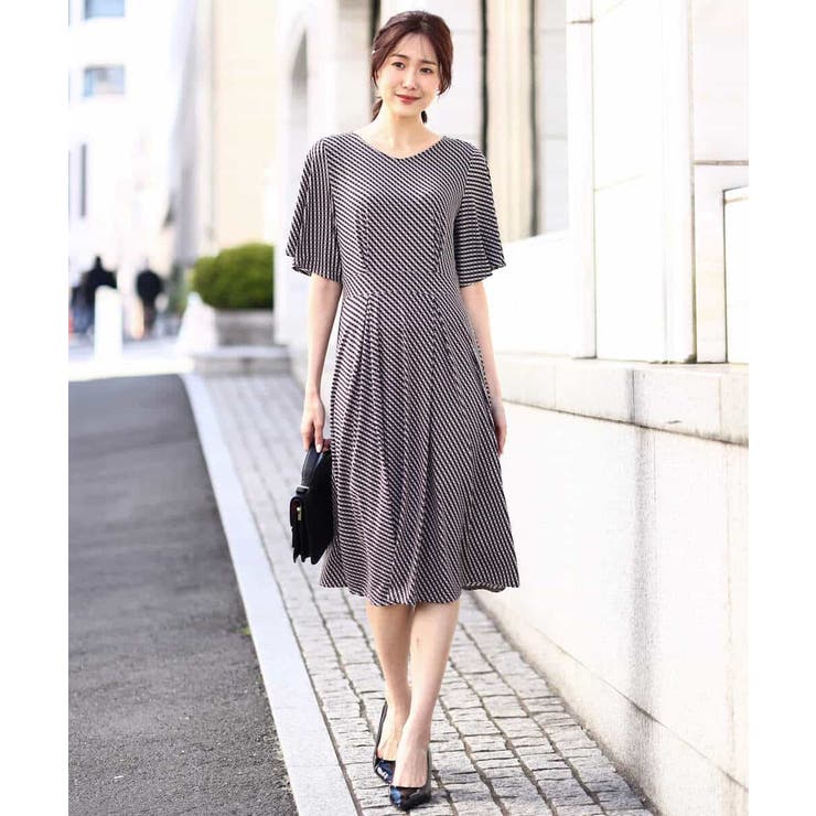 フレアースリーブ幾何柄ワンピース/洗える | OFUON | 詳細画像20 