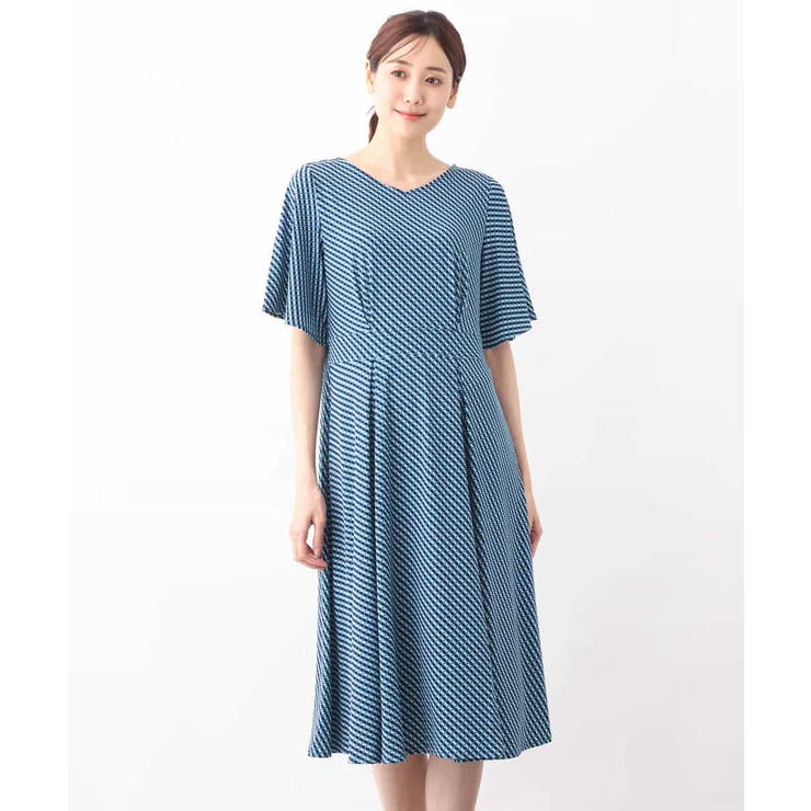 フレアースリーブ幾何柄ワンピース/洗える | OFUON | 詳細画像23 