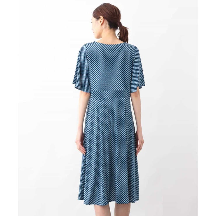 フレアースリーブ幾何柄ワンピース/洗える | OFUON | 詳細画像25 