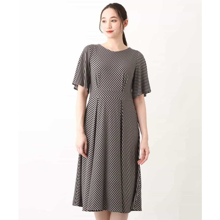 フレアースリーブ幾何柄ワンピース/洗える | OFUON | 詳細画像30 