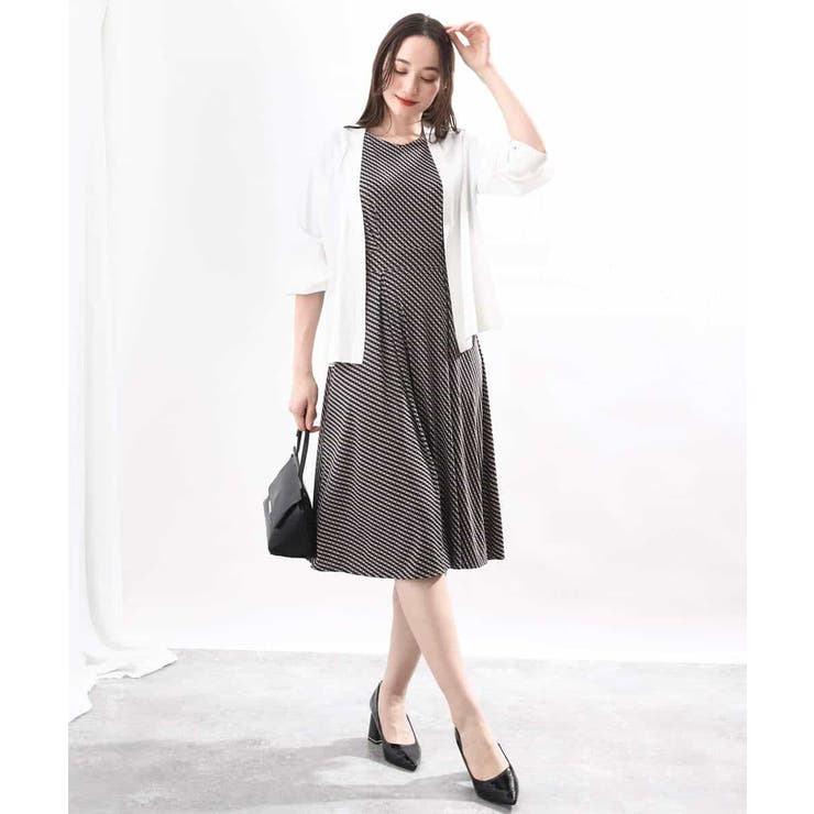 フレアースリーブ幾何柄ワンピース/洗える | OFUON | 詳細画像8 