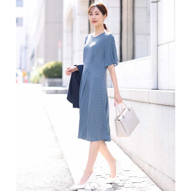 フレアースリーブ幾何柄ワンピース/洗える | OFUON | 詳細画像9 