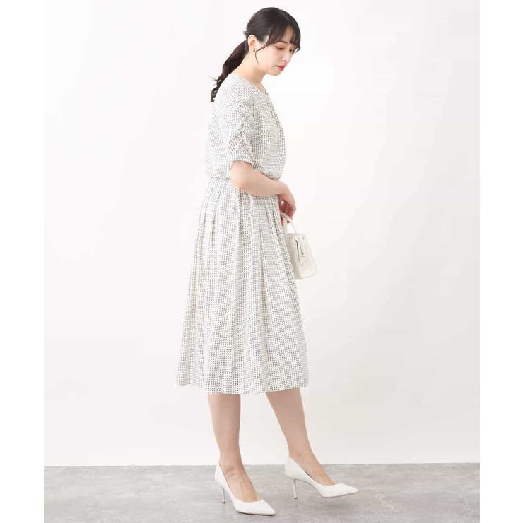 変形ドット柄ワンピース/洗える | OFUON | 詳細画像14 