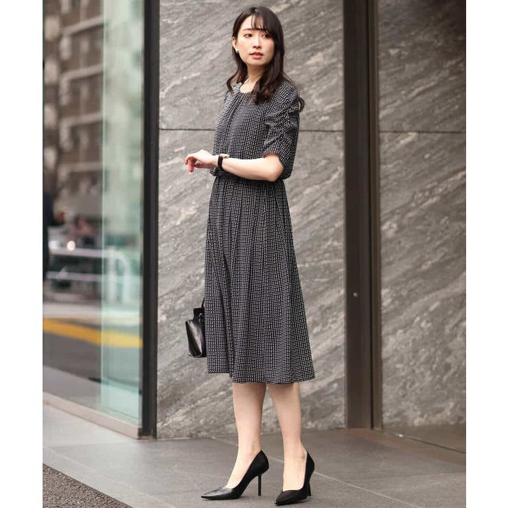 変形ドット柄ワンピース/洗える | OFUON | 詳細画像5 