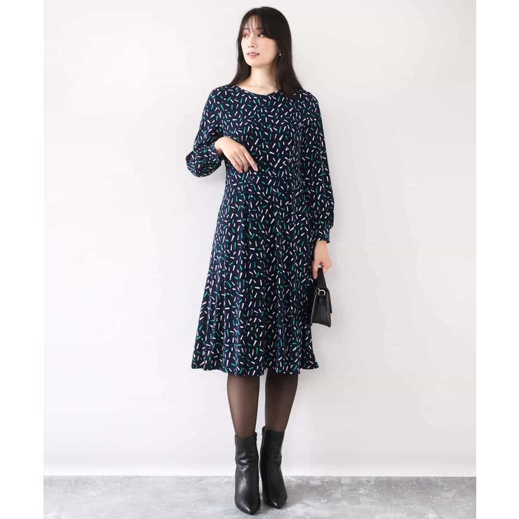 総柄ウエスト切り替えワンピース/洗える/WEB限定サイズあり | OFUON | 詳細画像10 