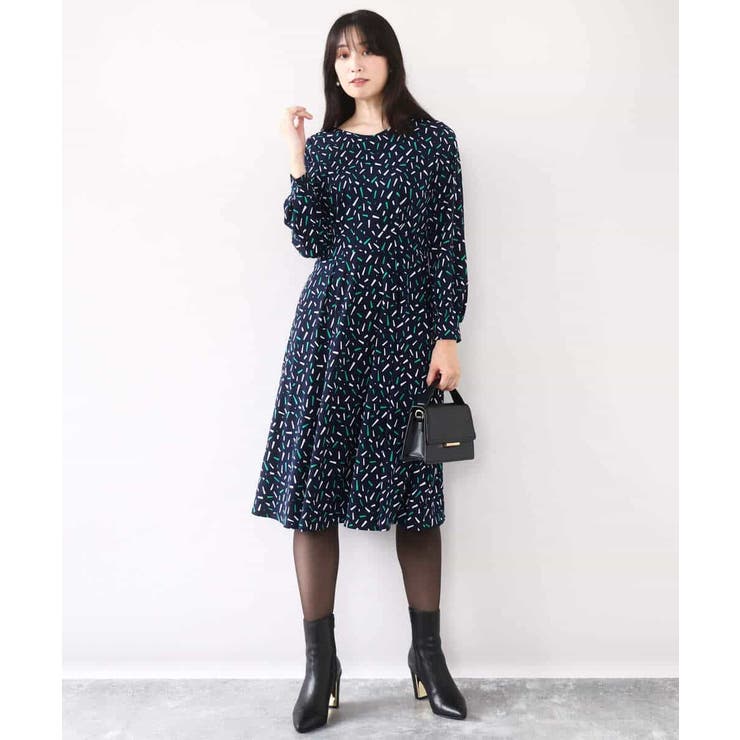 総柄ウエスト切り替えワンピース/洗える/WEB限定サイズあり | OFUON | 詳細画像11 