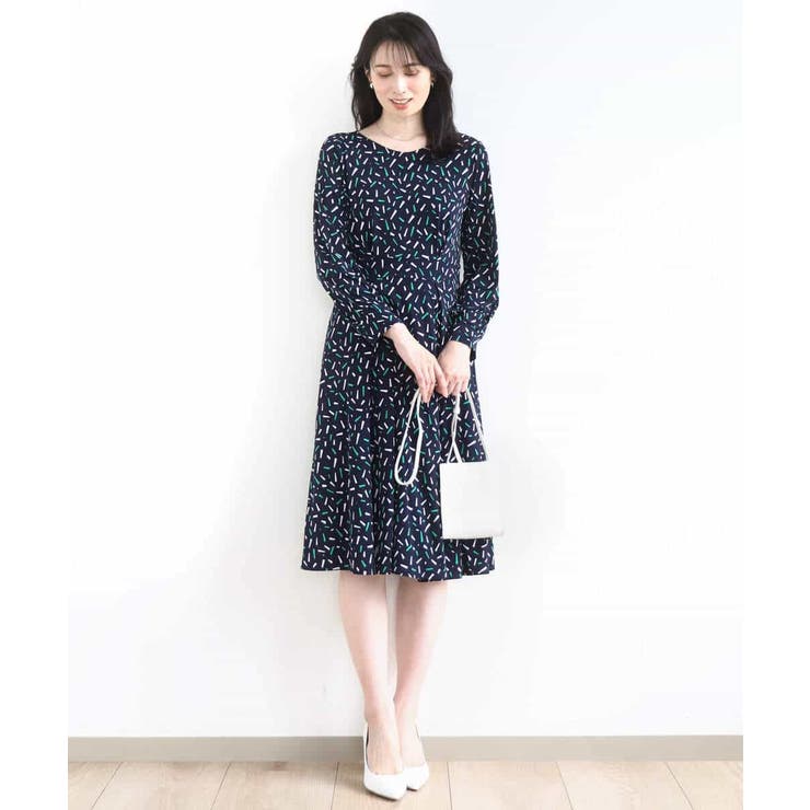 総柄ウエスト切り替えワンピース/洗える/WEB限定サイズあり | OFUON | 詳細画像2 