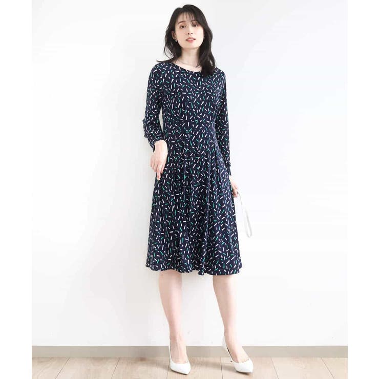 総柄ウエスト切り替えワンピース/洗える/WEB限定サイズあり | OFUON | 詳細画像3 