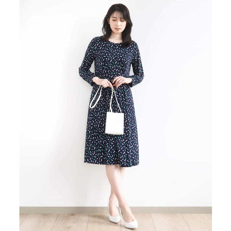 総柄ウエスト切り替えワンピース/洗える/WEB限定サイズあり | OFUON | 詳細画像4 