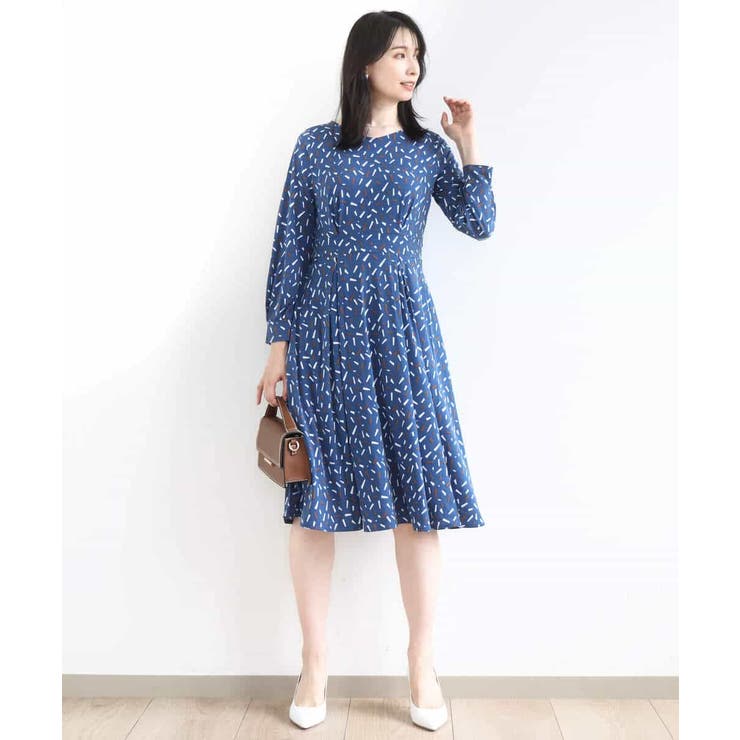 総柄ウエスト切り替えワンピース/洗える/WEB限定サイズあり | OFUON | 詳細画像8 