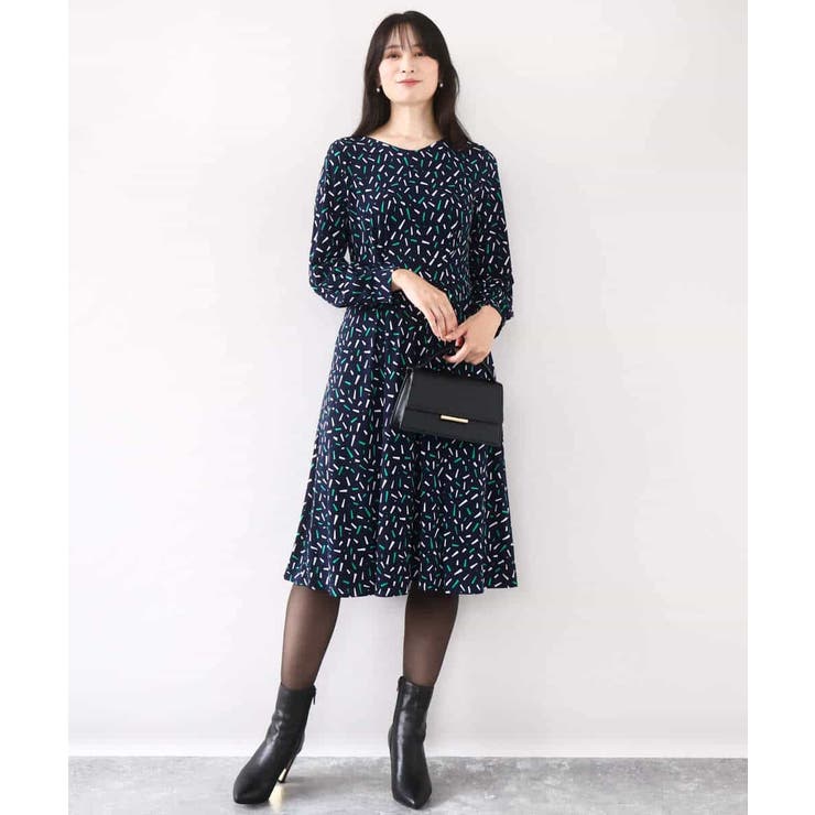 総柄ウエスト切り替えワンピース/洗える/WEB限定サイズあり | OFUON | 詳細画像9 