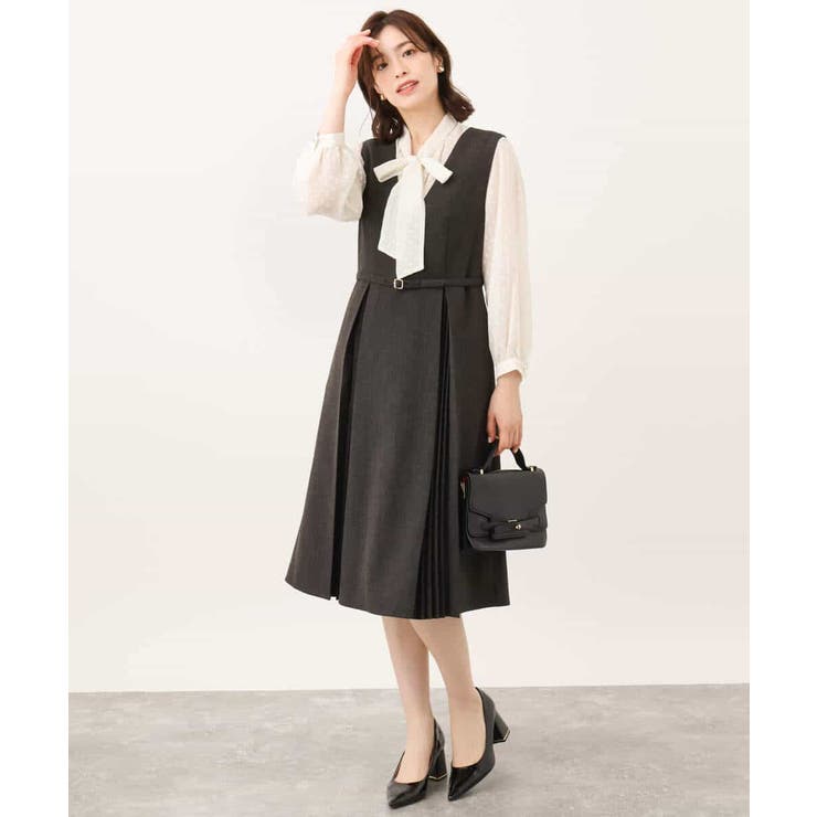【正規品】 フロントプリーツジャンパースカート/洗える[品番：ITKW0018584 ワンピース