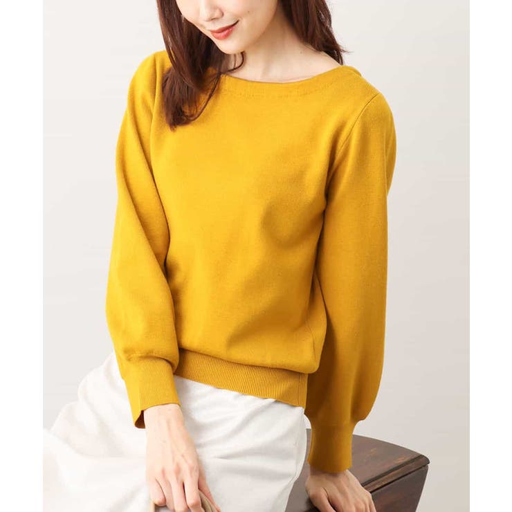 マスタード | ベーシックボートネックニット/洗える/WEB限定サイズあり | OFUON