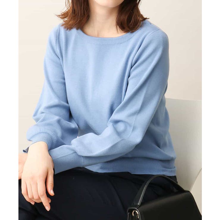 ブルー | ベーシックボートネックニット/洗える/WEB限定サイズあり | OFUON