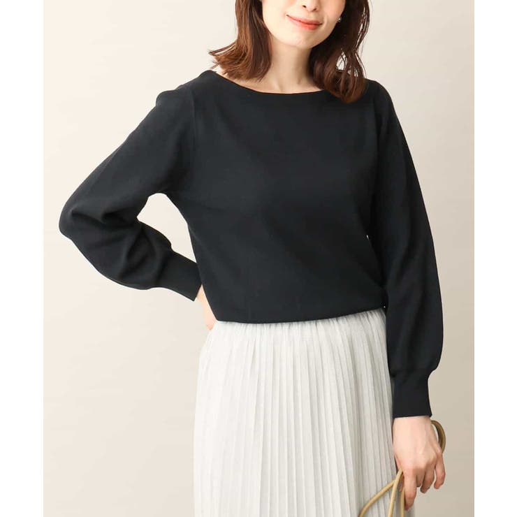 ブラックネイビー | ベーシックボートネックニット/洗える/WEB限定サイズあり | OFUON