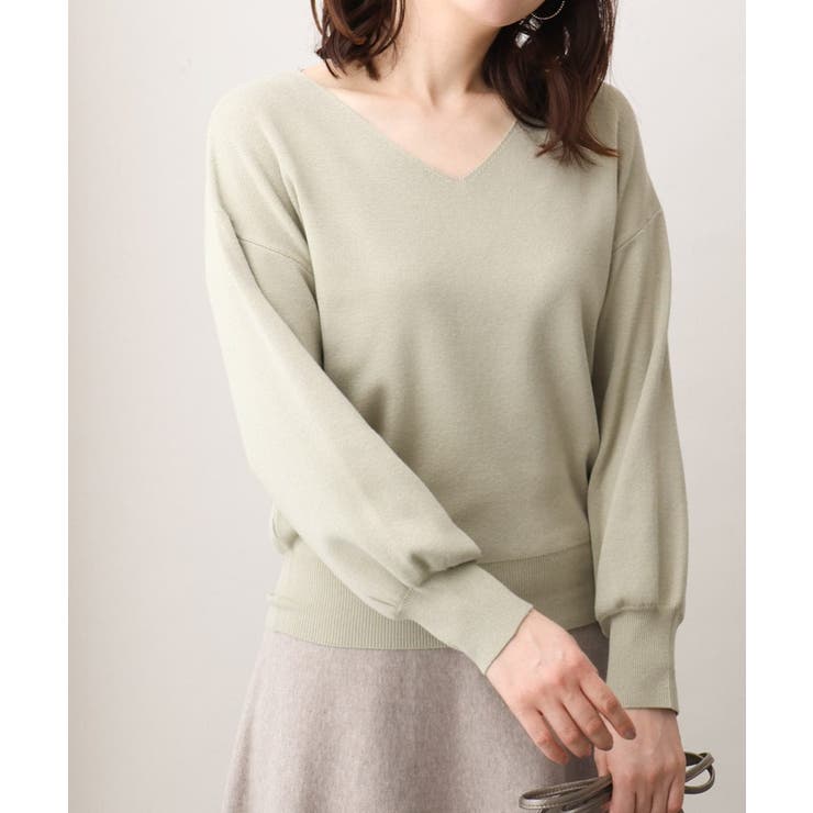 ライトグリーン | ベーシックVネックニット/洗える/WEB限定サイズあり | OFUON