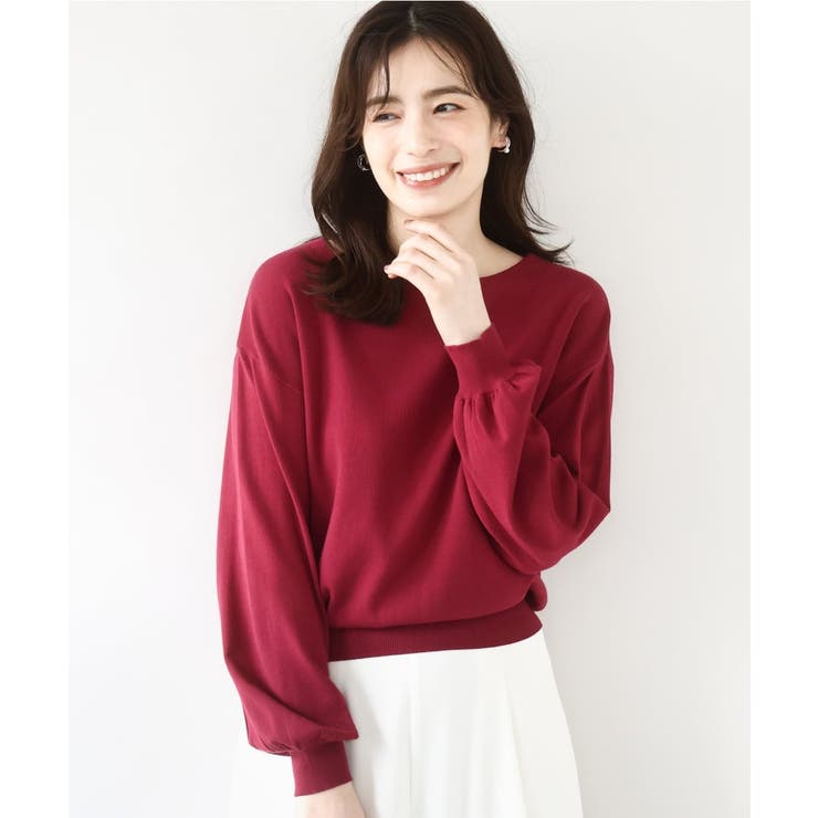 ボリューム袖ベーシックニット/洗える/WEB限定サイズあり | OFUON | 詳細画像1 