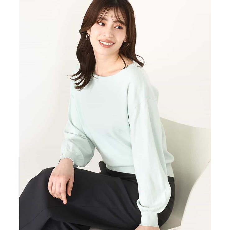 ミント | ボリューム袖ベーシックニット/洗える/WEB限定サイズあり | OFUON